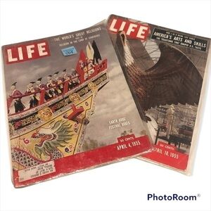 Vintage 1955 April, 2 x LIFE MAGAZINE, in good condition, sealed.